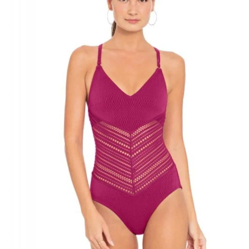ROBIN PICCONE Women's ONE PIECE PERLA V-NECK SWIMSUIT SIZE 6